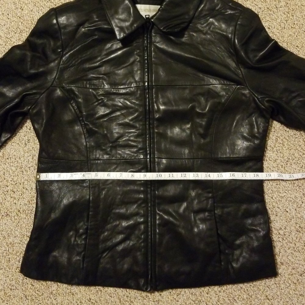 Jones New York Genuine Leather Jacket Large Petite - Picture 7 of 7